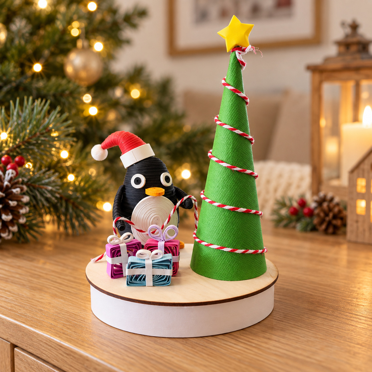 pinguino natalizio in quilling 3d