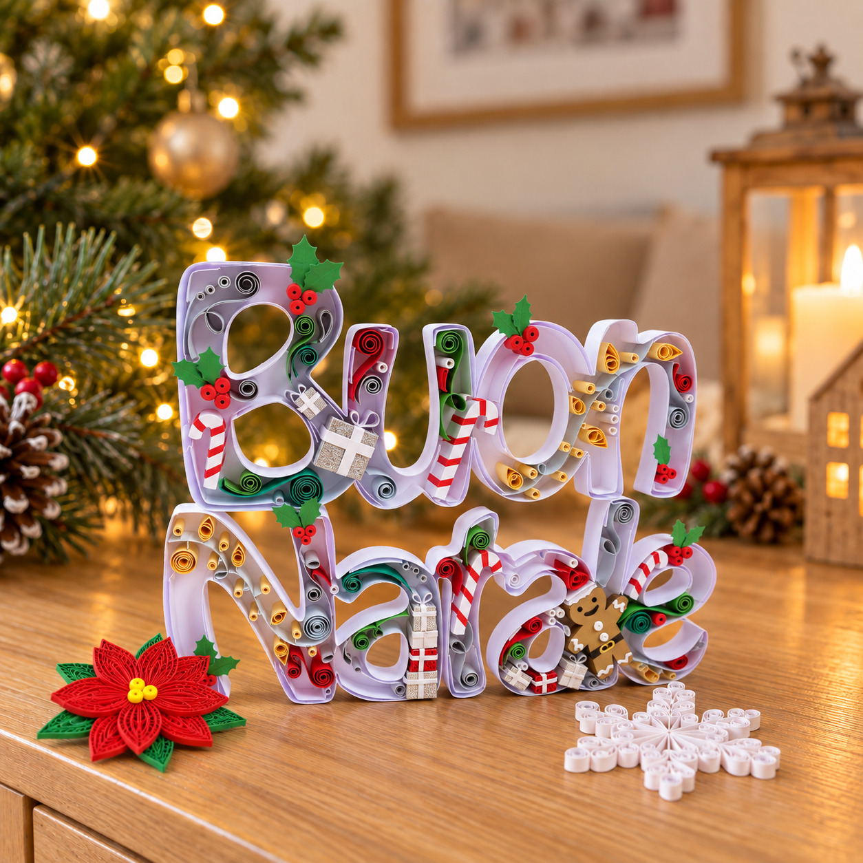 Scritta "Buon Natale" in quilling