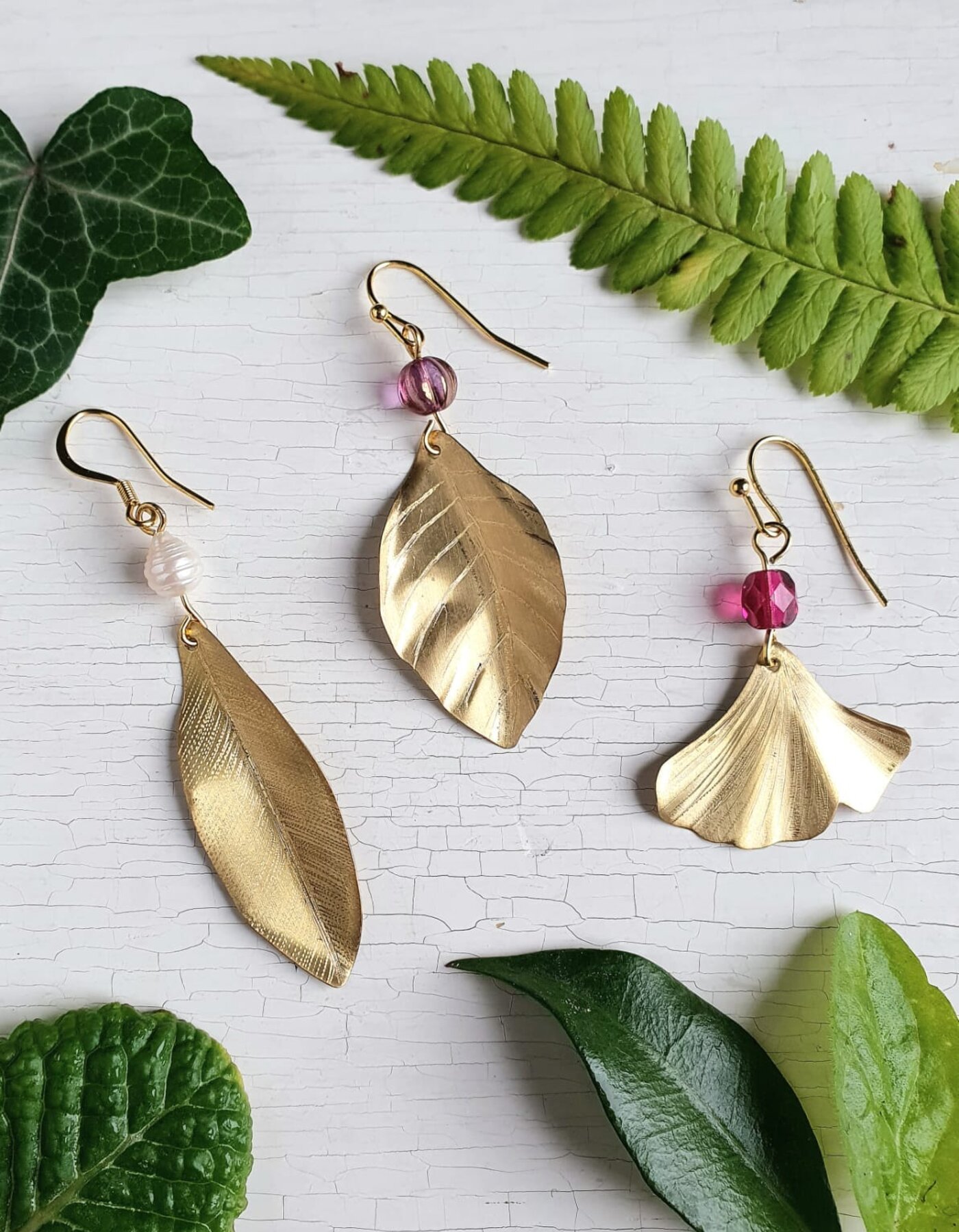 Orecchini in ottone foglie d'autunno.