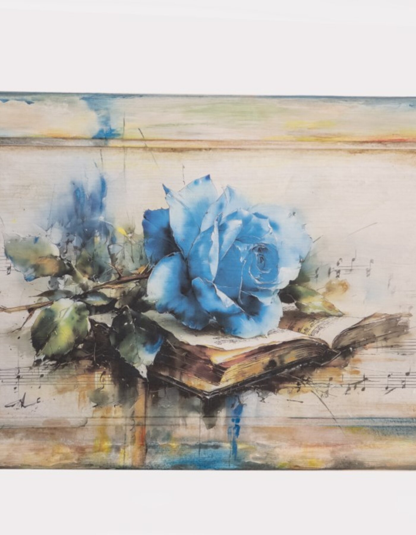 Pannello Artistico con Rose Blu: sfumature acquarellate ed astratte