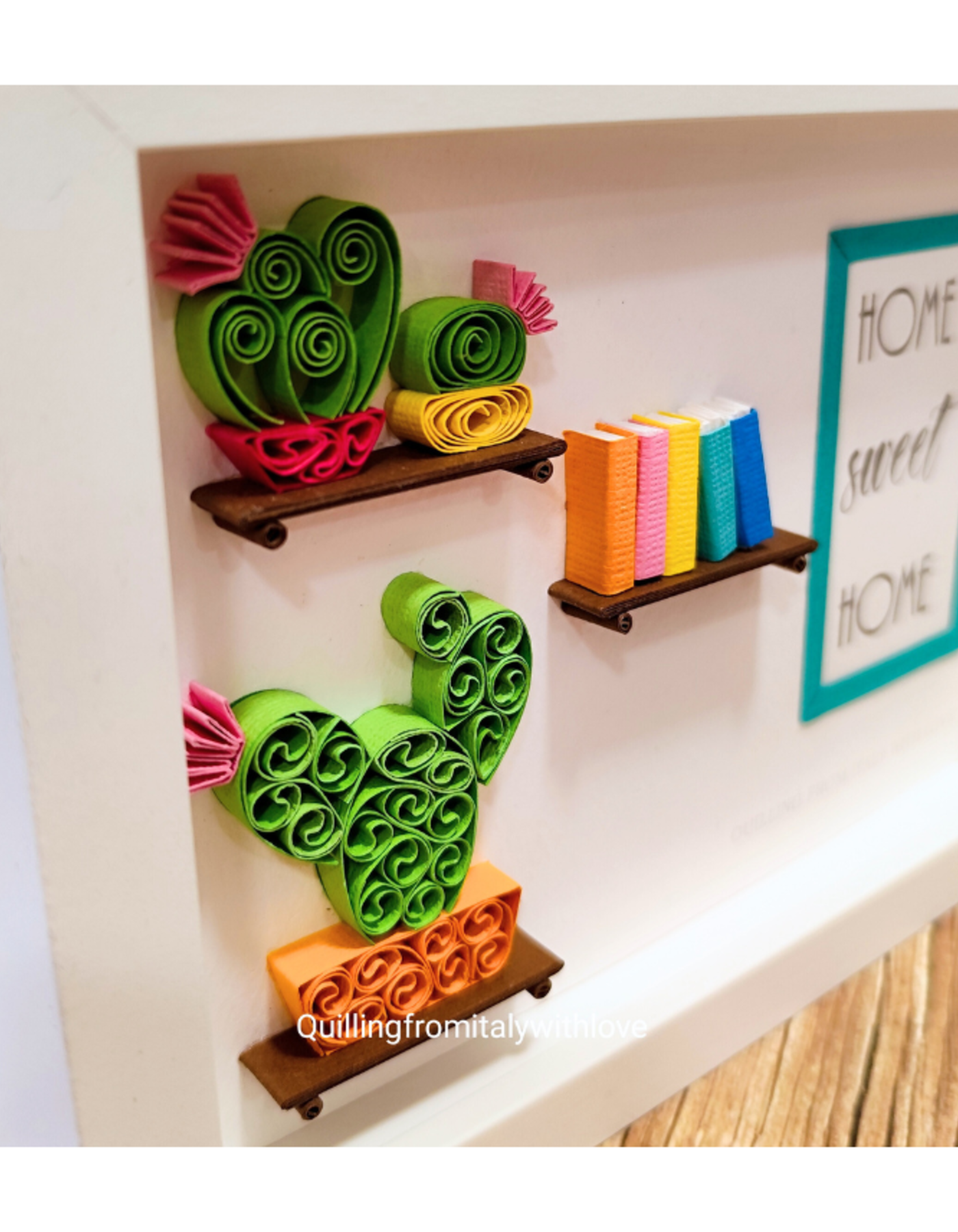 QUILLING: quadro home sweet home con cactus e libri