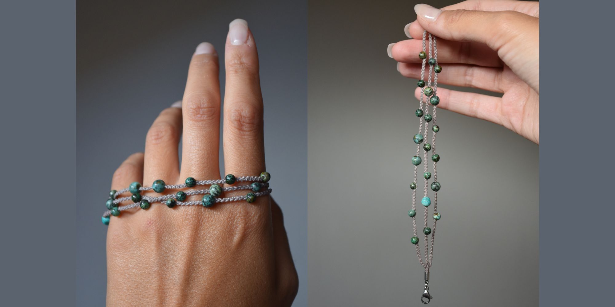 Bracciale in macramè con pietre dure - impara il macrame con Atelier Galene