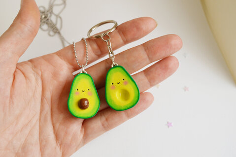 Avocado necklace and keychain
