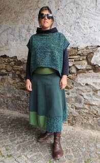 Long dress and short-sleeved sweater