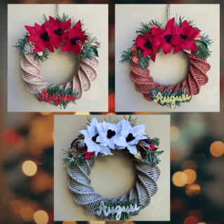 Christmas wreaths made of newspaper