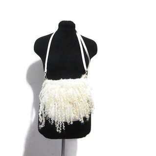 Borsa donna fatta a mano borsa a tracolla feltro lana merino bianco ecologica
